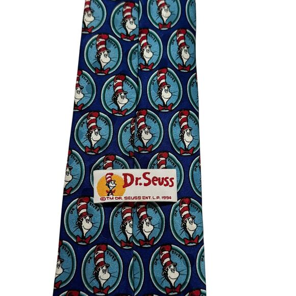Dr Seuss The Cat In The Hat Faces Vintage 1994 Cartoon Necktie - Picture 4 of 8
